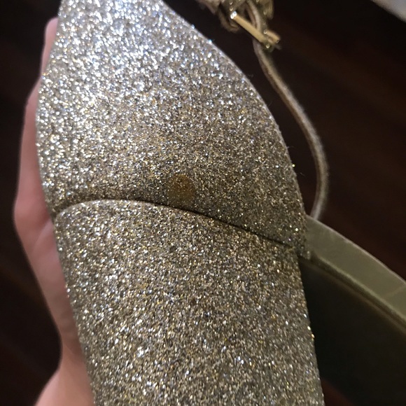 G BY GUESS Glittery Gold Chunky Heel Sandal // 8.5 - Picture 7 of 8